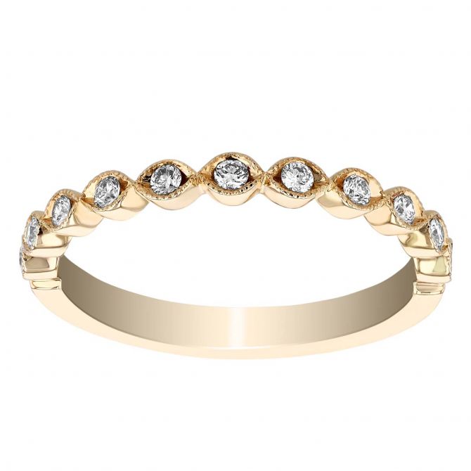 14K Yellow Gold Diamond Milgrain Marquise Wedding Band Borsheims